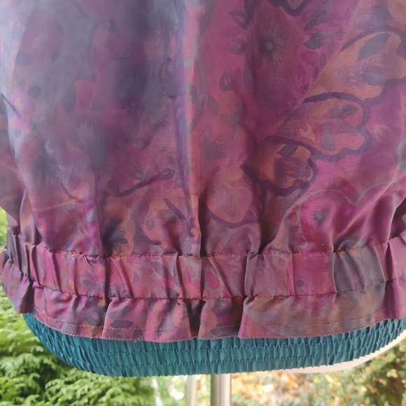 SMALL 80s/90s Westbound Sport Purple Green Paisley Windbreaker Zip Front Jacket - Picture 9 of 10